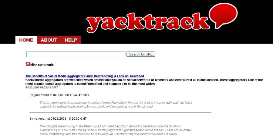 YackTrack search example