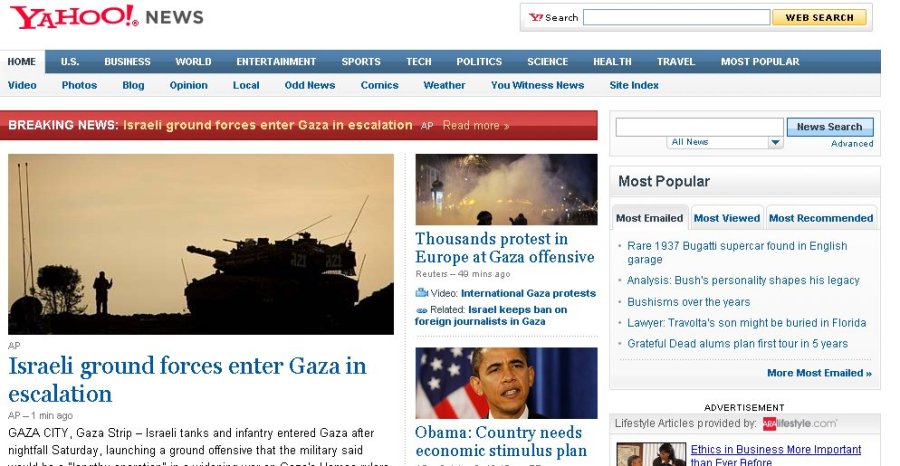 Yahoo News front page